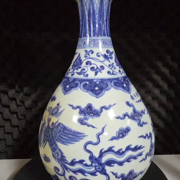 [BUNJANG] Chinese Celadon Porcelain Blue and White Cloud Dragon Vase / 중국도자기 청화 운용문 옥호춘병
