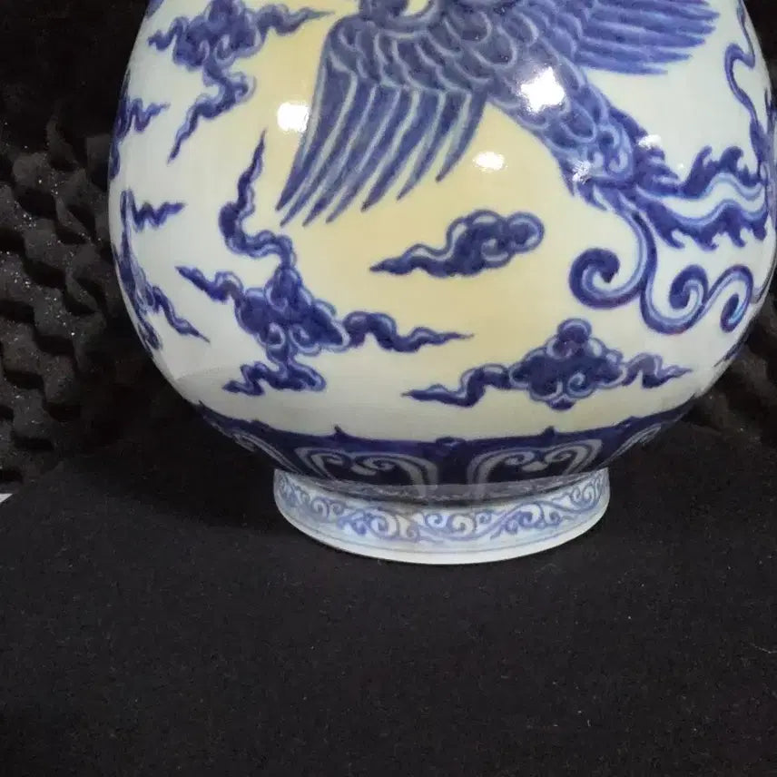 [BUNJANG] Chinese Celadon Porcelain Blue and White Cloud Dragon Vase / 중국도자기 청화 운용문 옥호춘병