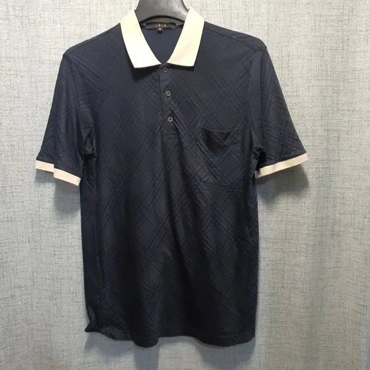 [BUNJANG] Daks Check Navy Functional Polo Shirt / 닥스 체크 반팔 기능성 폴로티셔츠 네이비 95