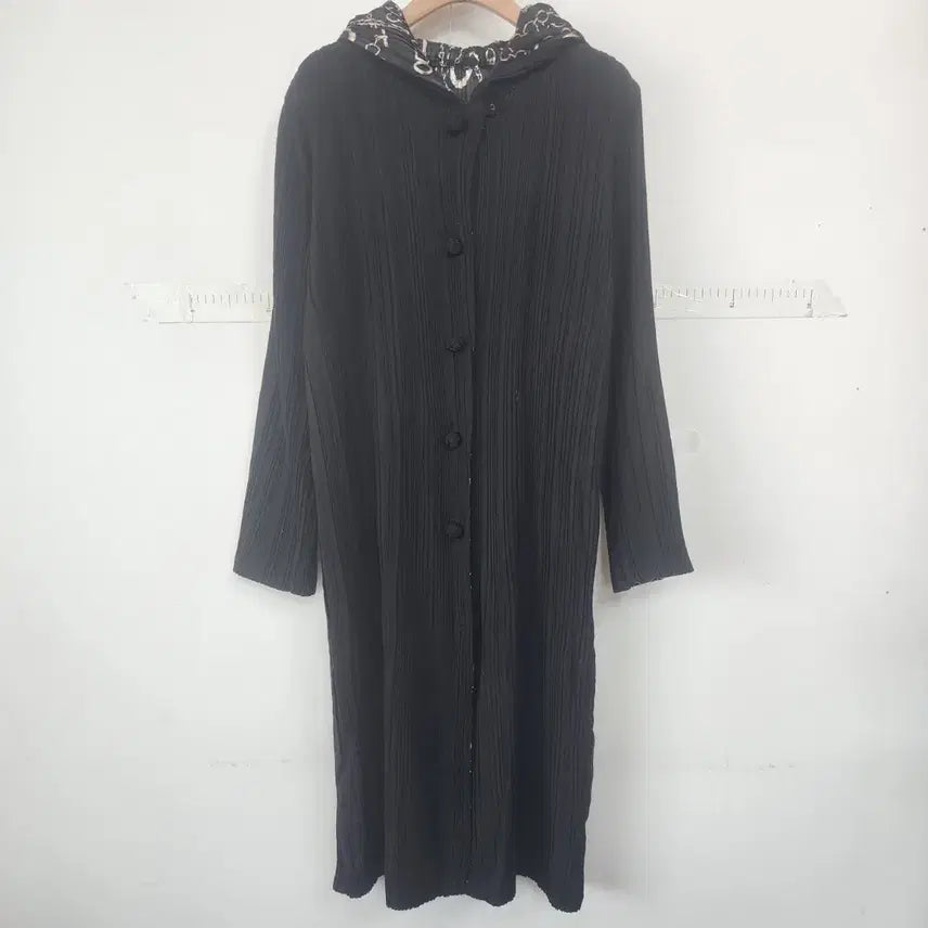 [BUNJANG] Black Pleated Trench Long Jacket / 플리츠 주름 트렌치 겸 블랙 롱 자켓