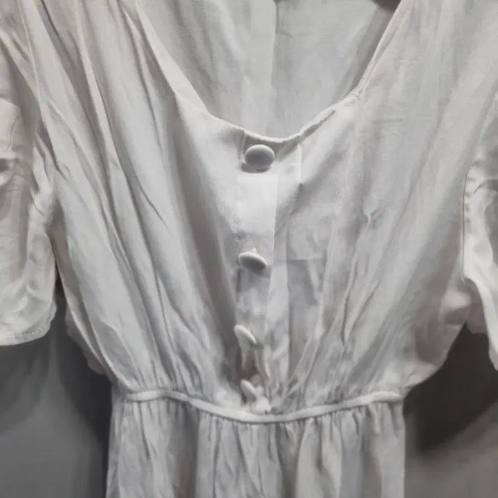 [BUNJANG] White Puff Sleeve Long Dress / 화이트 퍼프 반팔 롱 원피스