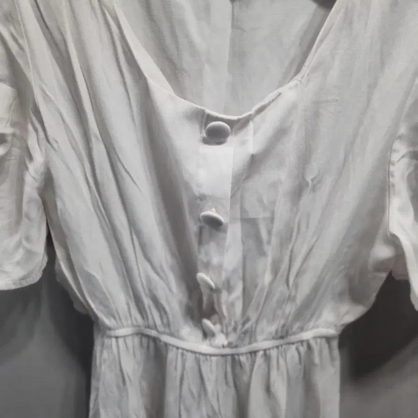 [BUNJANG] White Puff Sleeve Long Dress / 화이트 퍼프 반팔 롱 원피스