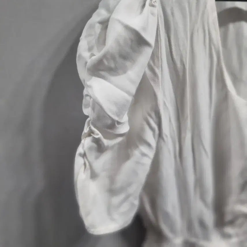 [BUNJANG] White Puff Sleeve Long Dress / 화이트 퍼프 반팔 롱 원피스