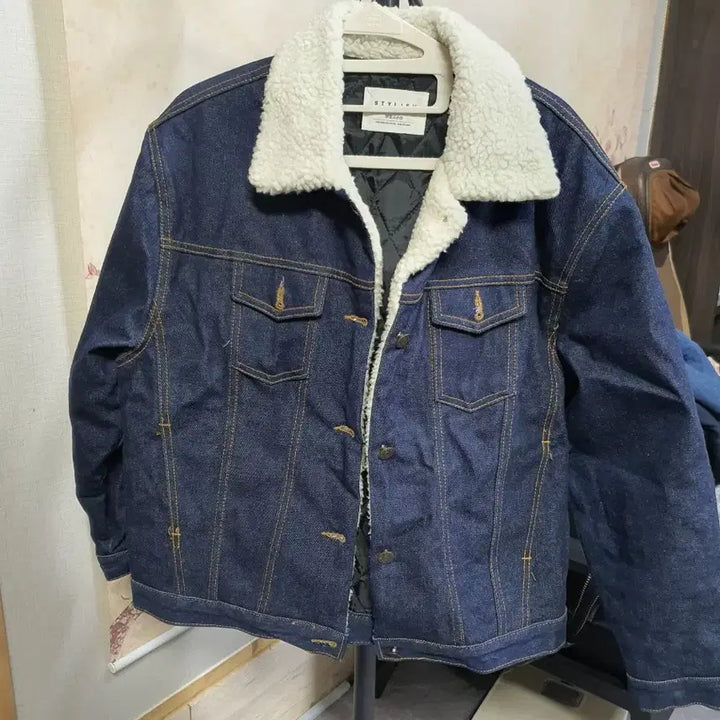 [BUNJANG] Stylish Denim Quilted Jacket / Stylish 데님 양털 카 라  퀄팅  자켓   100  찐청  택배비