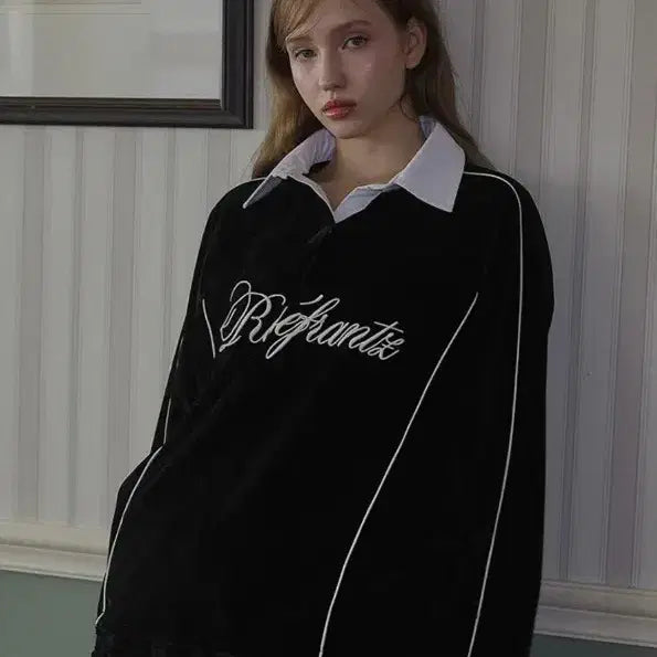 [BUNJANG] ROSEFRANZ Velvet Collar Sweatshirt [Black] / 로제프란츠 Velvet collar Sweatshirt [Black]