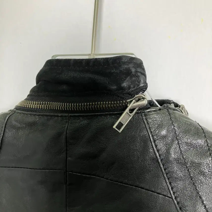 [BUNJANG] System Asymmetric High Neck Lambskin Jacket / 시스템 비대칭 사선 하이넥 램스킨 자켓