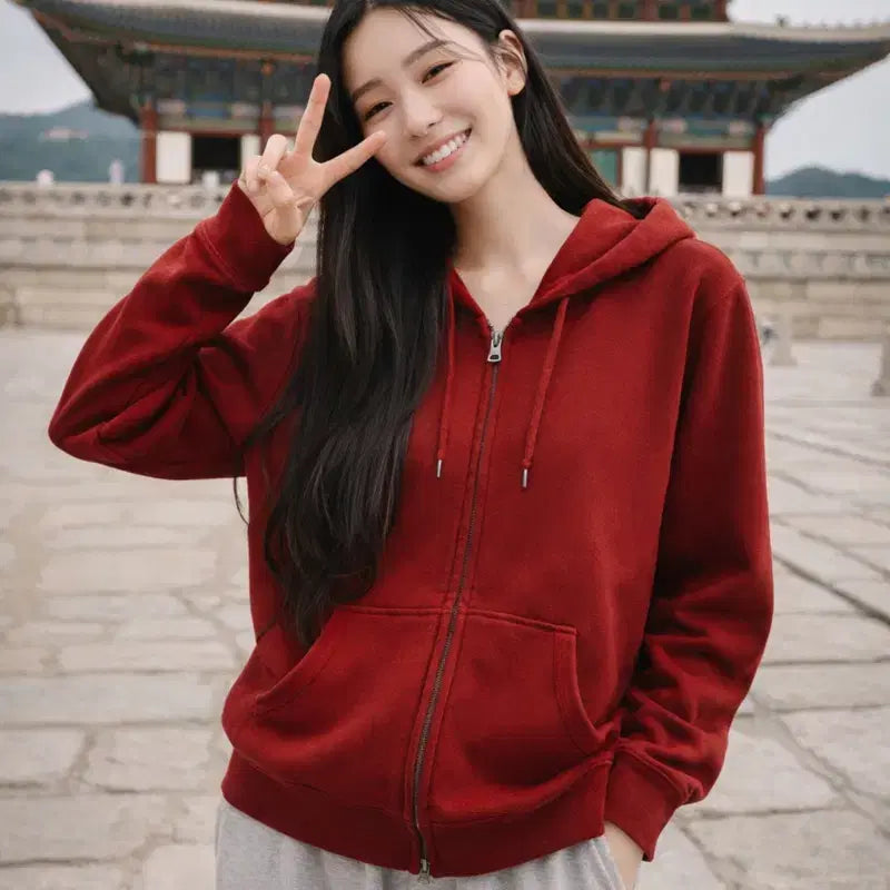 [BUNJANG] Uniqlo Cotton Hooded Zip-up Jacket / [여자-100]유니클로 코튼 후드집업