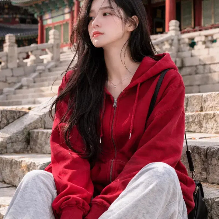 [BUNJANG] Uniqlo Cotton Hooded Zip-up Jacket / [여자-100]유니클로 코튼 후드집업
