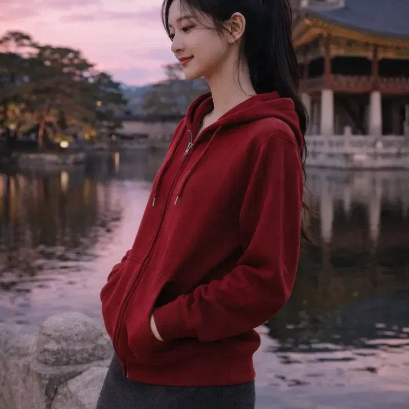[BUNJANG] Uniqlo Cotton Hooded Zip-up Jacket / [여자-100]유니클로 코튼 후드집업