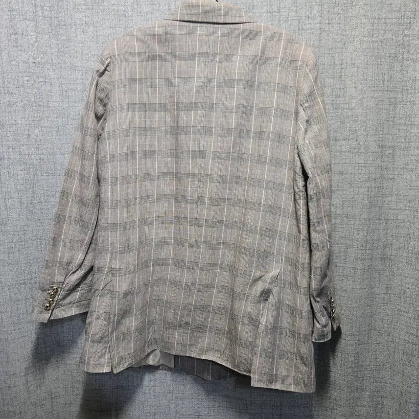 [BUNJANG] System Double Linen Breast Jacket / 시스템  체크 패턴 더블 린넨 브레스트 자켓 80