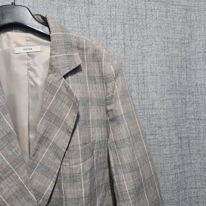 [BUNJANG] System Double Linen Breast Jacket / 시스템  체크 패턴 더블 린넨 브레스트 자켓 80