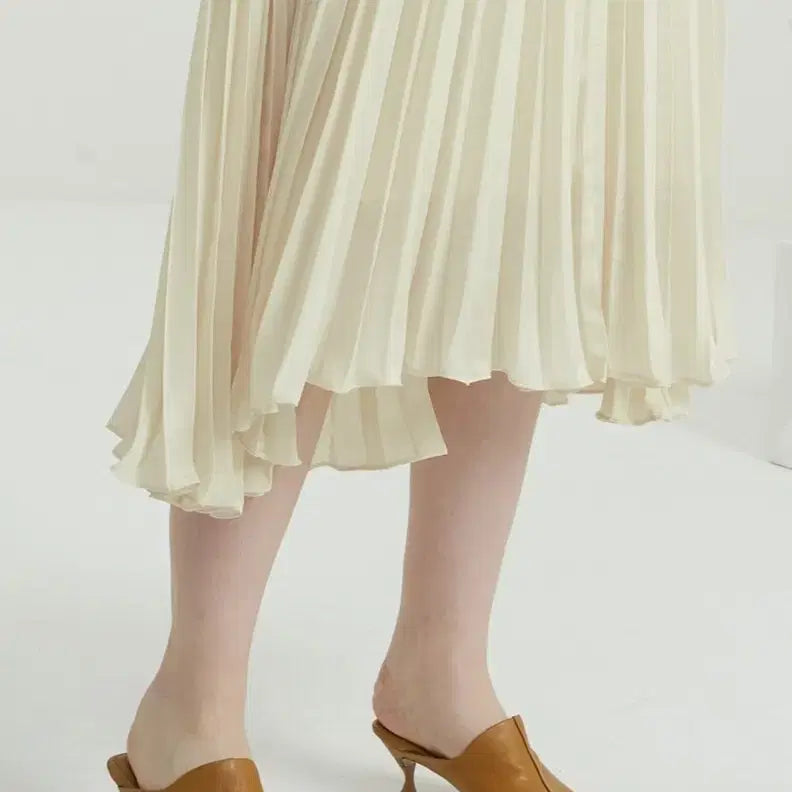 [BUNJANG] Time Pleats Skirt Ivory (Size 55) / 새상품 타임 플리츠스커트 아이보리 55사이즈