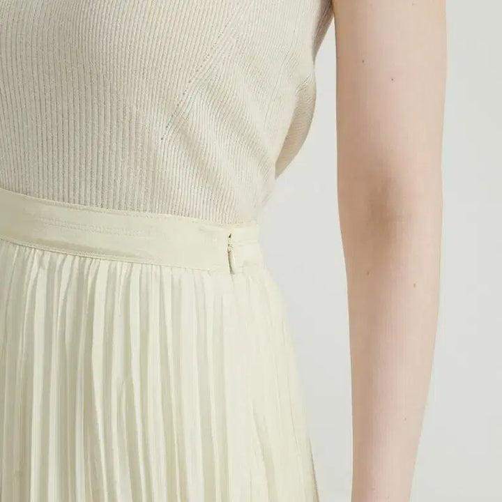 [BUNJANG] Time Pleats Skirt Ivory (Size 55) / 새상품 타임 플리츠스커트 아이보리 55사이즈