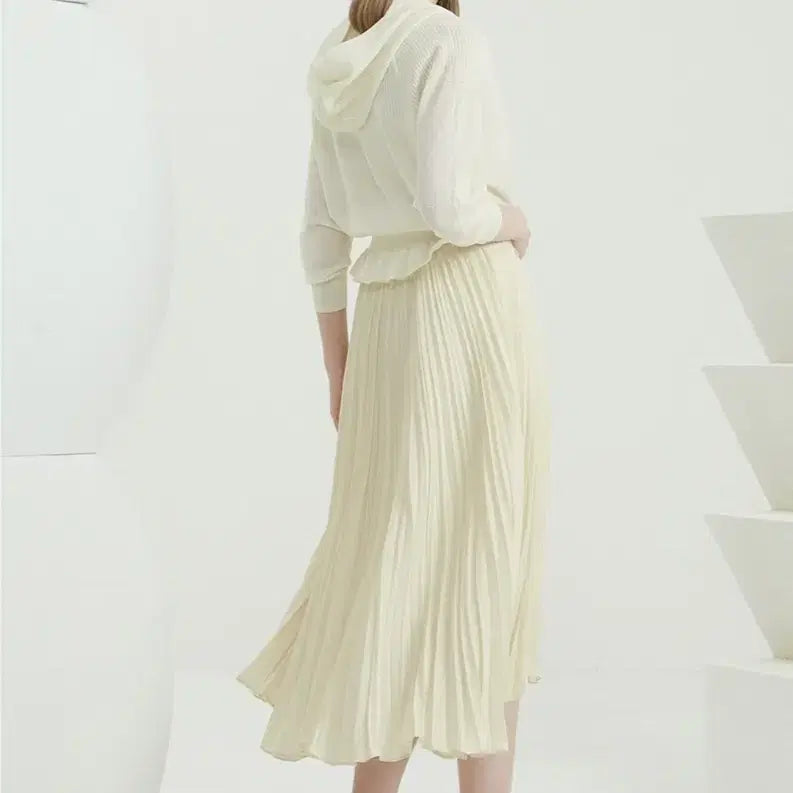 [BUNJANG] Time Pleats Skirt Ivory (Size 55) / 새상품 타임 플리츠스커트 아이보리 55사이즈
