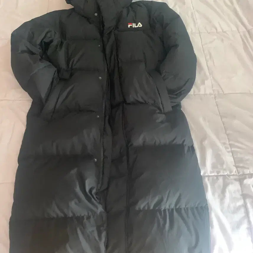 [BUNJANG] Fila Black Long Padded Jacket / 휠라 블랙 롱패딩 점퍼