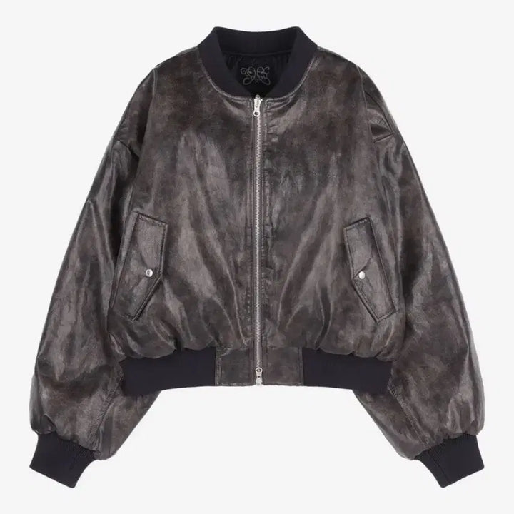 [BUNJANG] Fancy Club Quilting Reversible Embossed Leather Jacket / 팬시클럽 퀄팅 리버시블 엠보 점퍼 레더 자켓
