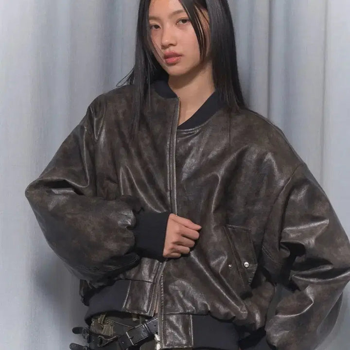 [BUNJANG] Fancy Club Quilted Reversible Embossed Jumper Leather Jacket / 팬시클럽 퀄팅 리버시블 엠보 점퍼 레더 자켓