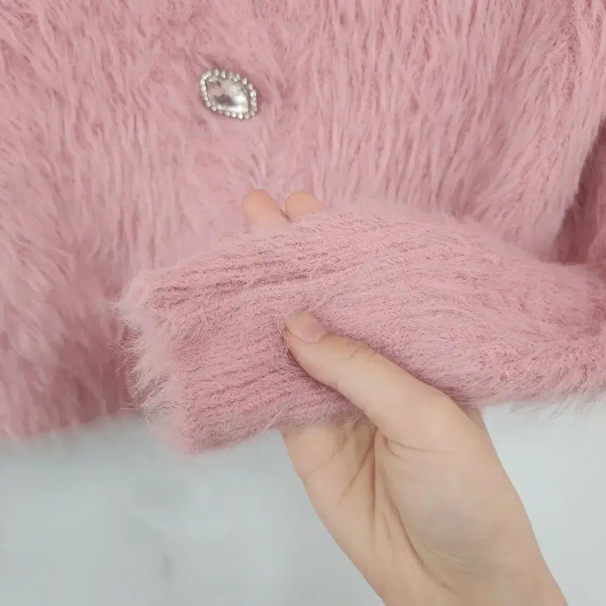 [BUNJANG] Pink Wool Cardigan / 마카롱 울 퍼 핑크 가디건