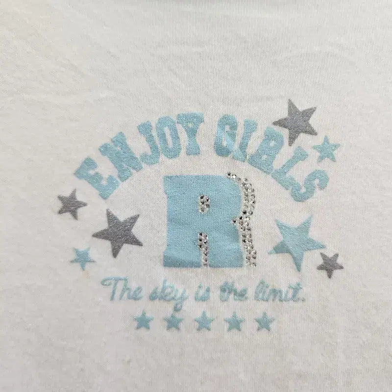 [BUNJANG] Vintage Y2K Glitter Lettering Cotton Sleeve Top / 빈티지 Y2K 하이틴 팝갸루 글리터 레터링 포인트 코튼100 슬리브