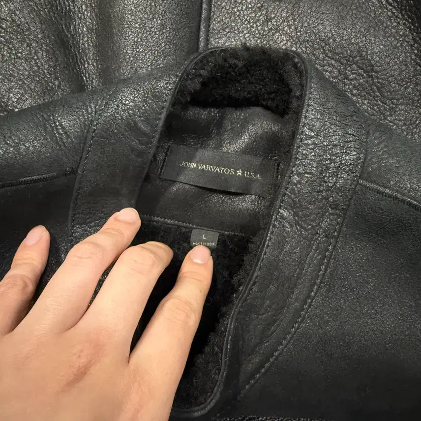 [BUNJANG] John Varvatos Sheepskin Shearling Leather Jacket / 존바바토스 천연모피 양시어링 가죽자켓