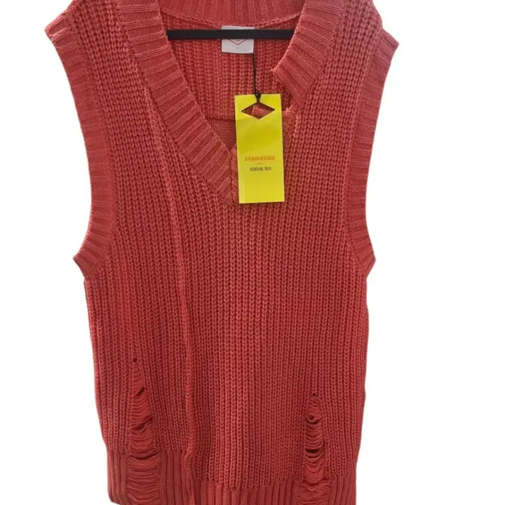 [BUNJANG] Standard General Idea V-Neck Distressed Knit Vest / 미사용 새상품) 스탠다드 제너럴아이디어 니트 v넥 디스트로이드 베스트