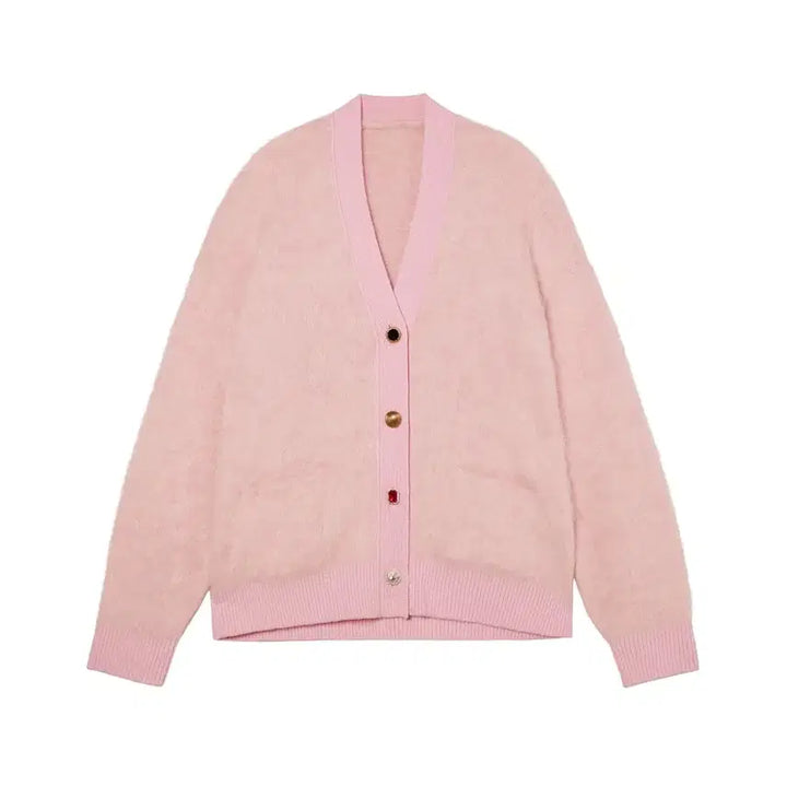 [BUNJANG] Number Project N262 Alpaca Wool Cardigan / 넘버 프로젝트 N262-쥬얼 버튼 알파카 울 가디건 핑크