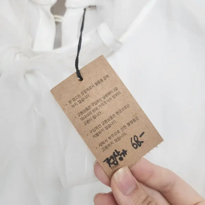 [BUNJANG] White Sheer Ribbon Blouse / 화이트 시스루 리본 블라우스