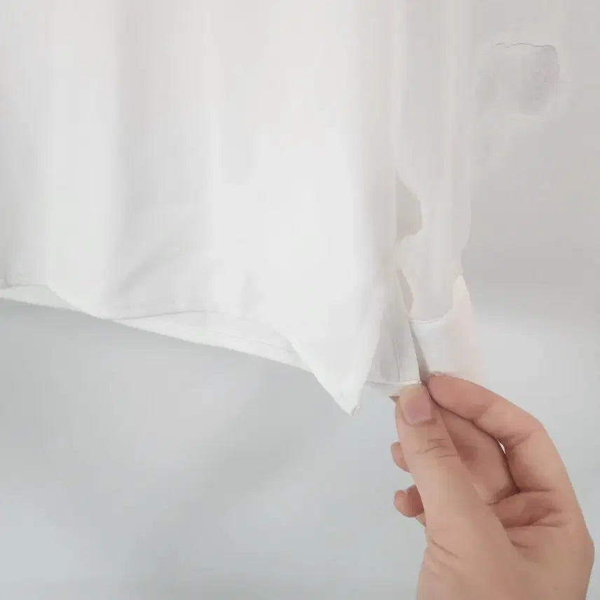 [BUNJANG] White Sheer Ribbon Blouse / 화이트 시스루 리본 블라우스