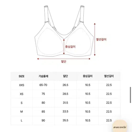 [BUNJANG] Anaconda The Fit Bra Max E-F Cup Bra / 아나콘다 더핏브라 맥스 서포트 E-F컵 (둘레70)