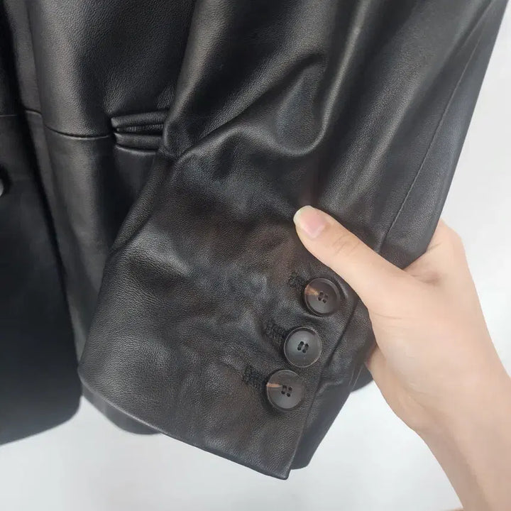 [BUNJANG] Celebshop Black Lambskin Leather Jacket / 셀럽샵 블랙 양가죽 자켓