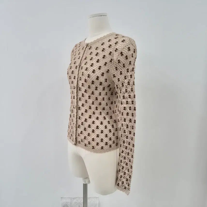 [BUNJANG] BIANCA COLLECTION Bear Flower Crochet Cardigan / BIANCA COLLECTION 베어 플라워 크로쉐 가디건