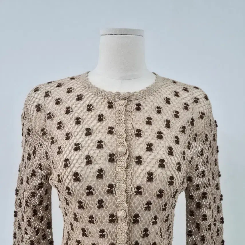 [BUNJANG] BIANCA COLLECTION Bear Flower Crochet Cardigan / BIANCA COLLECTION 베어 플라워 크로쉐 가디건