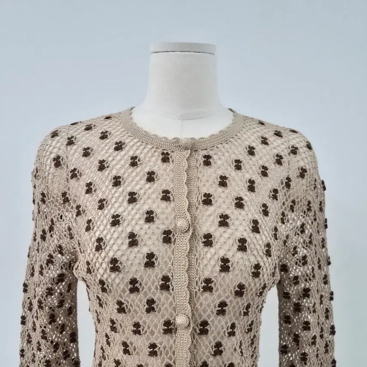 [BUNJANG] BIANCA COLLECTION Bear Flower Crochet Cardigan / BIANCA COLLECTION 베어 플라워 크로쉐 가디건