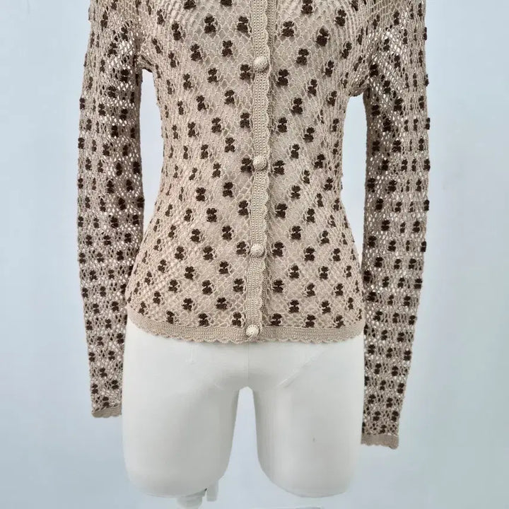 [BUNJANG] BIANCA COLLECTION Bear Flower Crochet Cardigan / BIANCA COLLECTION 베어 플라워 크로쉐 가디건