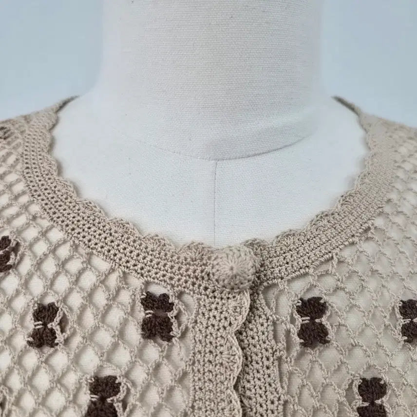 [BUNJANG] BIANCA COLLECTION Bear Flower Crochet Cardigan / BIANCA COLLECTION 베어 플라워 크로쉐 가디건