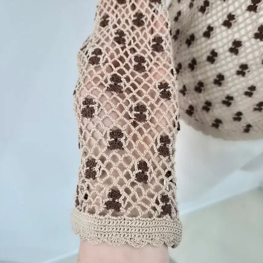 [BUNJANG] BIANCA COLLECTION Bear Flower Crochet Cardigan / BIANCA COLLECTION 베어 플라워 크로쉐 가디건