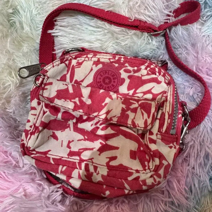 [BUNJANG] Kipling Red Flower Mini Backpack / 키플링 레드 플라워 미니 백팩