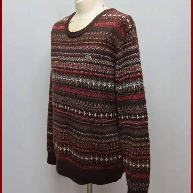 [BUNJANG] Lacoste Brown Round Neck Knit Sweater / 라코스테/밤색 라운드넥니트/100사이즈/따봉구제(H-6)