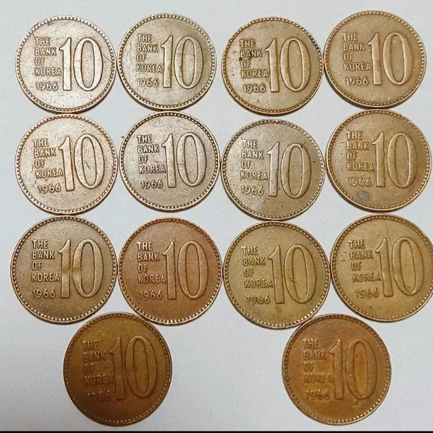 [BUNJANG] Korean 10 Won Coin (1966) - Set of 5 / 1966년 한국주화 10원동전 5개 40.000