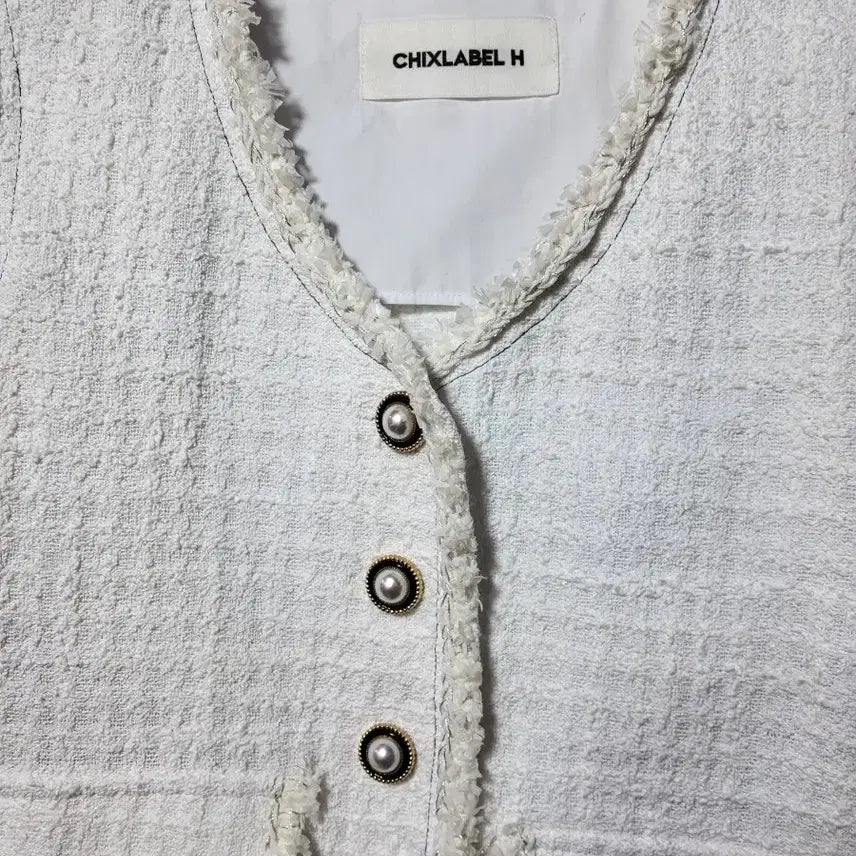 [BUNJANG] CHIXLABEL H White Tweed Vest / 칙스라벨 CHIXLABEL H 화이트 트위드 조끼