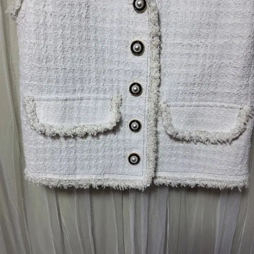 [BUNJANG] CHIXLABEL H White Tweed Vest / 칙스라벨 CHIXLABEL H 화이트 트위드 조끼