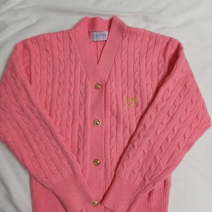 [BUNJANG] Rolarola Cable Knit Pink Cardigan / 로라로라 케이블핑크가디건 rolarola