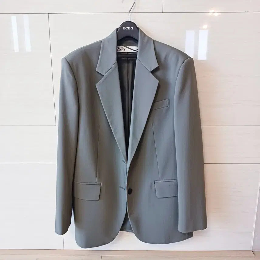 [BUNJANG] ZARA Khaki Gray Blazer Jacket / 여성 자라 ZARA 카키그레이 블레이저 재킷 격식 클래식 정장룩