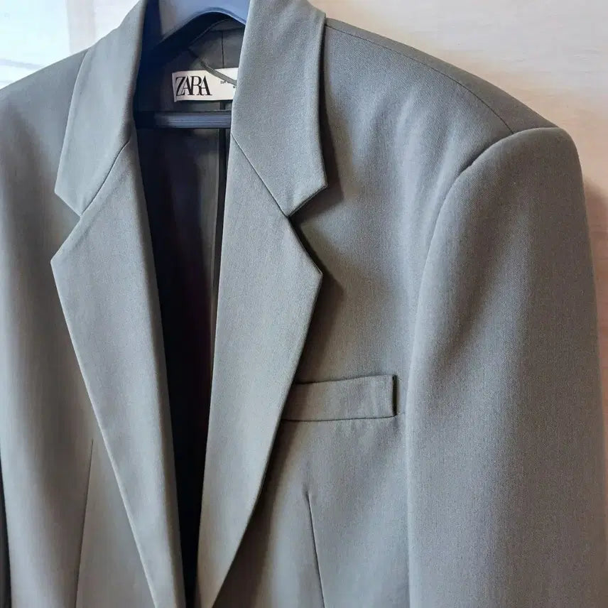 [BUNJANG] ZARA Khaki Gray Blazer Jacket / 여성 자라 ZARA 카키그레이 블레이저 재킷 격식 클래식 정장룩