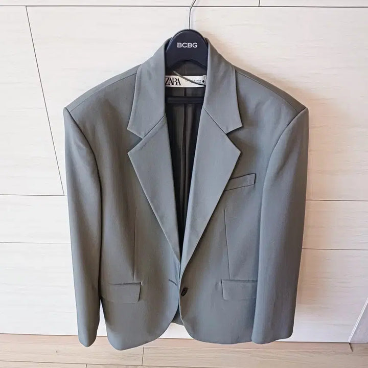 [BUNJANG] ZARA Khaki Gray Blazer Jacket / 여성 자라 ZARA 카키그레이 블레이저 재킷 격식 클래식 정장룩