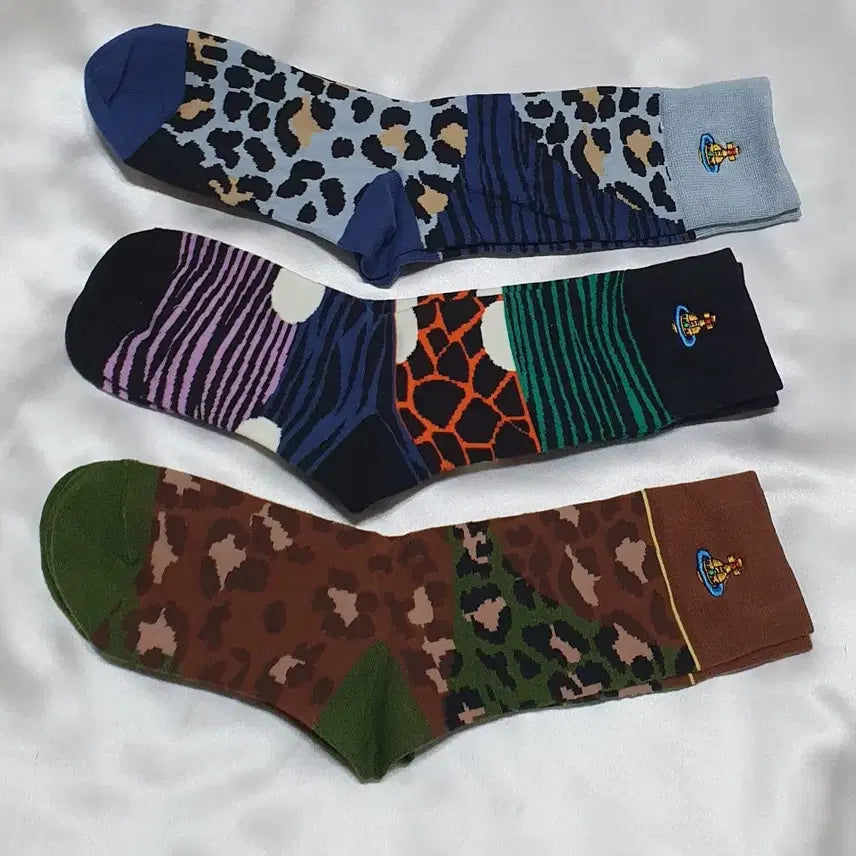 [BUNJANG] Vivienne Westwood Animal Print Socks / 블루 퍼플 그린 브라운 호피 레오파드 지브라 얼룩말 비비안웨스트우드 양말