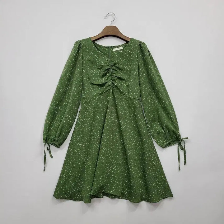 [SOLD OUT] 로엠 그린 땡땡이 셔링 원피스/M/앨리스/394