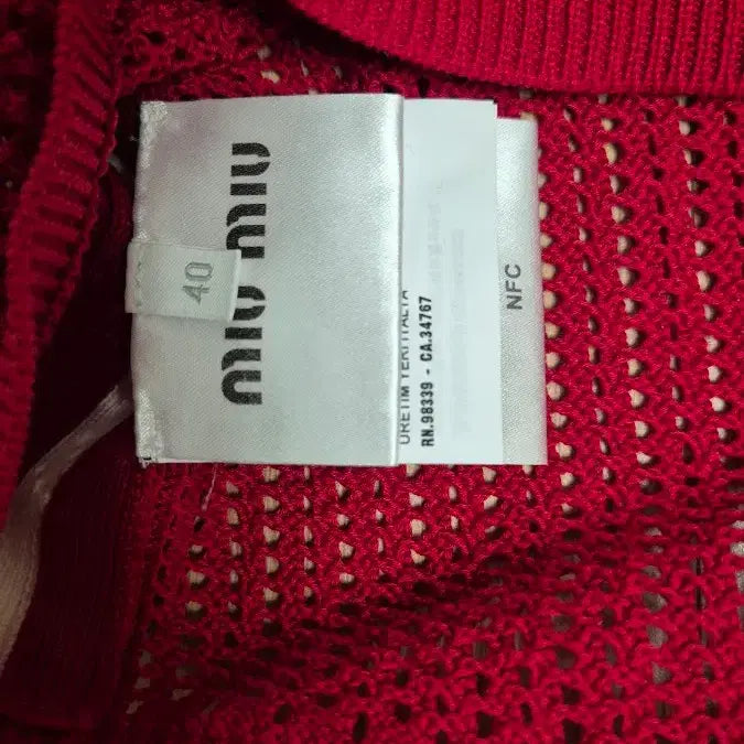 [BUNJANG] Miu Miu Red Crop Knit Top / 미우미우 레드 크롭 반팔 니트