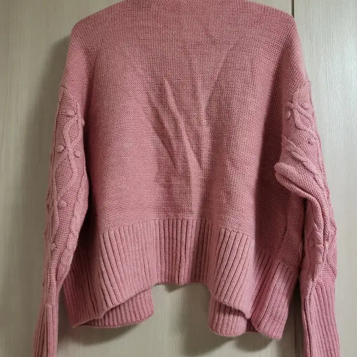 [BUNJANG] River Island Pink Cable Knit Cardigan / 리버아일랜드 핑크 꽈배기 니트 가디건