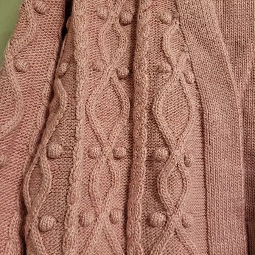 [BUNJANG] River Island Pink Cable Knit Cardigan / 리버아일랜드 핑크 꽈배기 니트 가디건